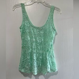 Lily white women’s teal lace tank top size small - great condition